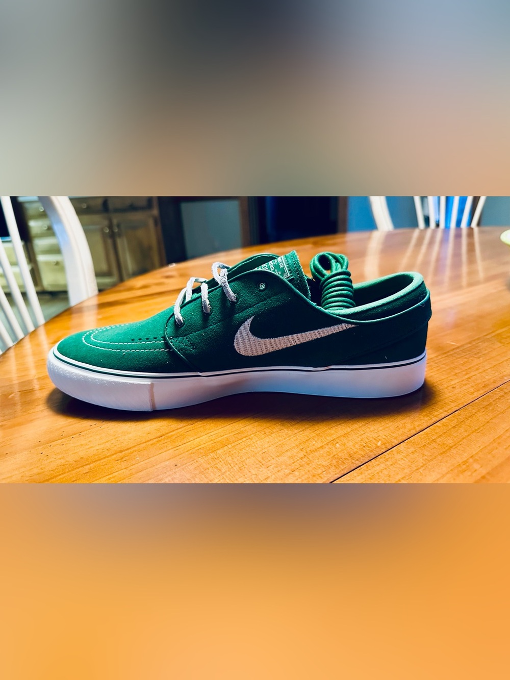Nike Green Low-Top Skate Sneaker with White Swoosh